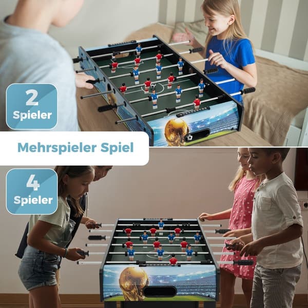 Mini bordfodboldbord med 14 spillere, 2 bolde, målmand