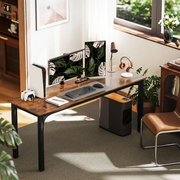 Datorbord, rustik brun, rymlig design, spånskiva