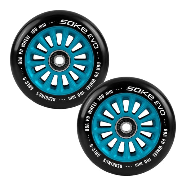 Blåa hjul till sparkcykel 100 mm, 2-pack