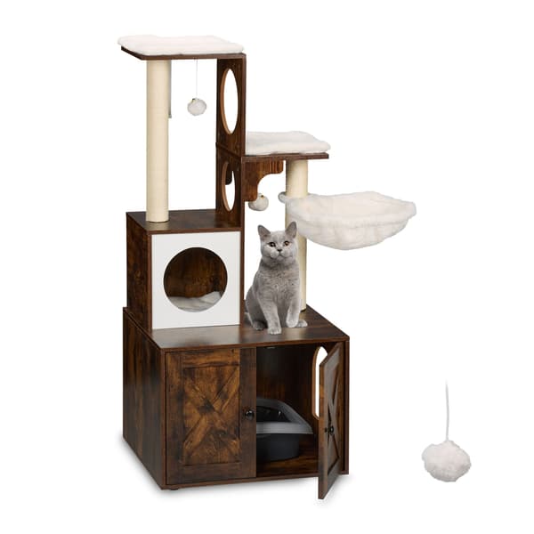 Kattskrapa med kattlåda 128 cm