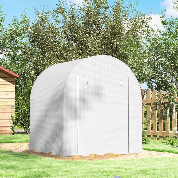 Bärbart växthus med stålram, plastöverdrag, 1,8x1,8m