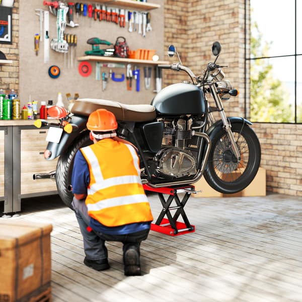 Motorcykelløfteben, 500 kg kapacitet, stål, foldbar