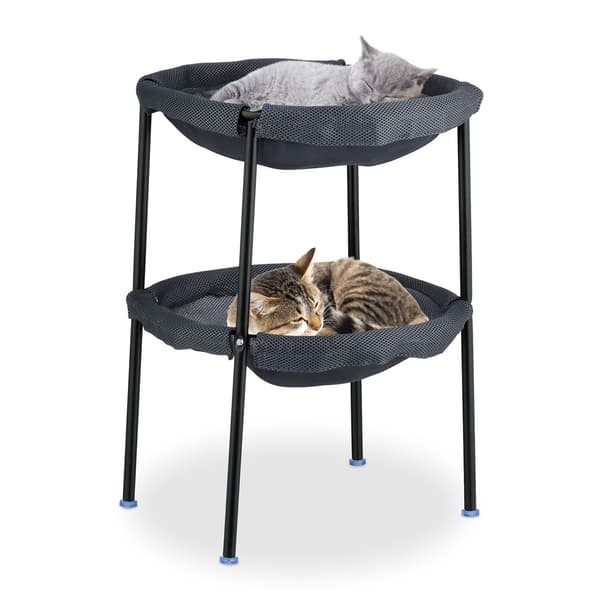 Cat Hammock Bed, 2 tasoa, teräsrunko, harmaa verkko