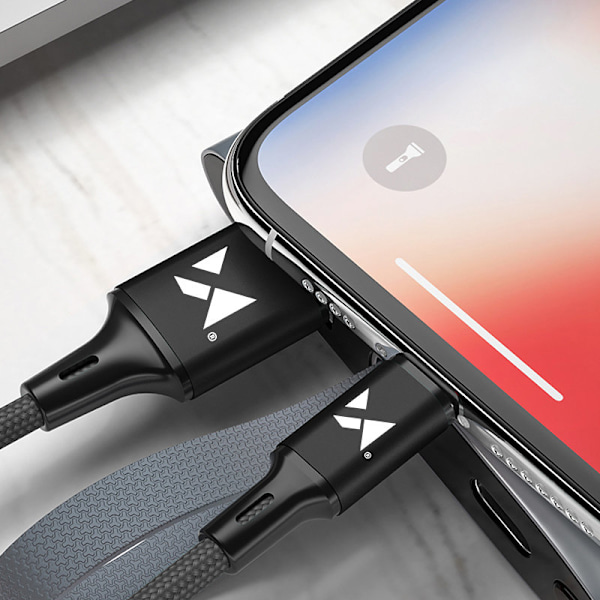 Stark flätad kabel USB microUSB 2.4A 1m svart