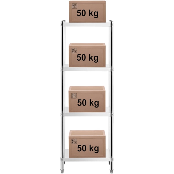 Metallinen catering-varaston hylly 200 kg asti 60 x 40 x 180 cm