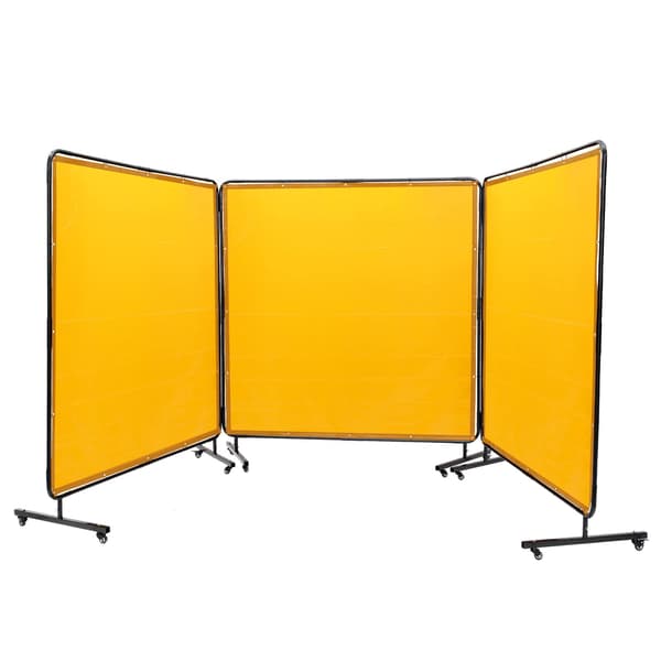 Svetsskärm med ram, 3-paneler 1,8x1,8m, 12 hjul