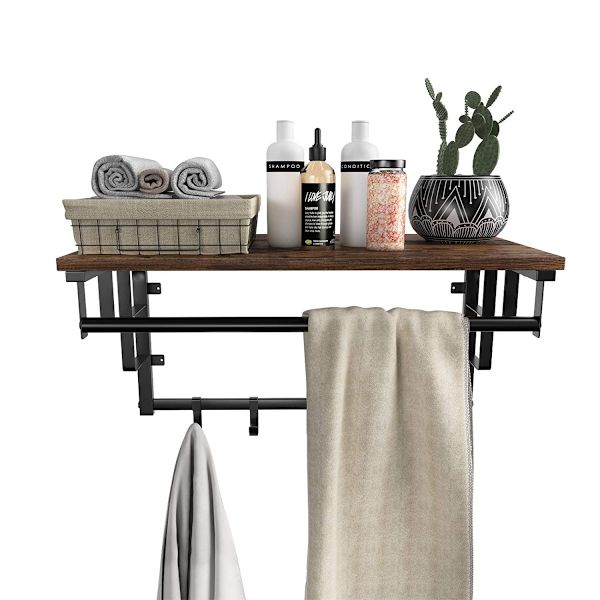 LOFT puinen hylly vaateripustimilla