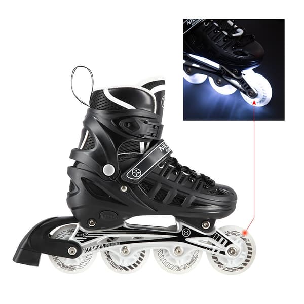 4-i-1 sorte LED inline/skøjter, størrelse S (31-34)