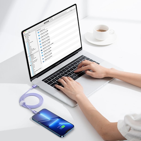 Kabel til hurtig opladning og dataoverførsel USB-C Iphone Lightning 20W 1,2m lilla
