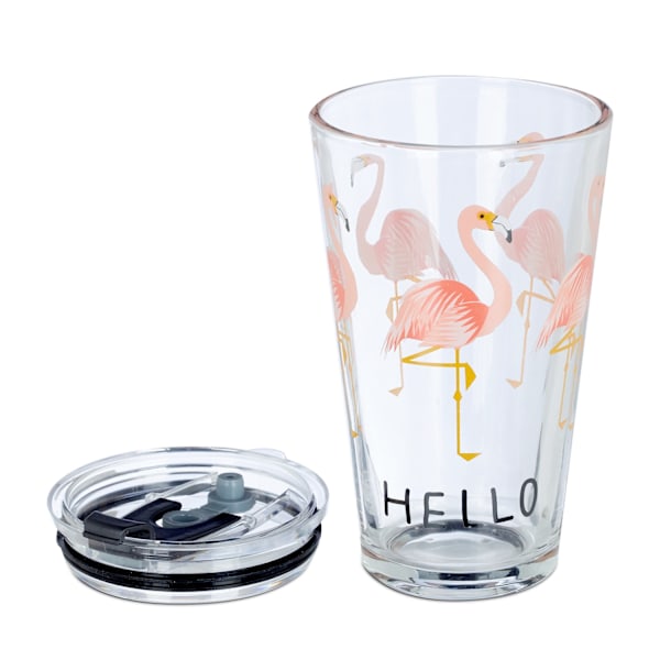 sæt med 4 glasflasker Flamingo