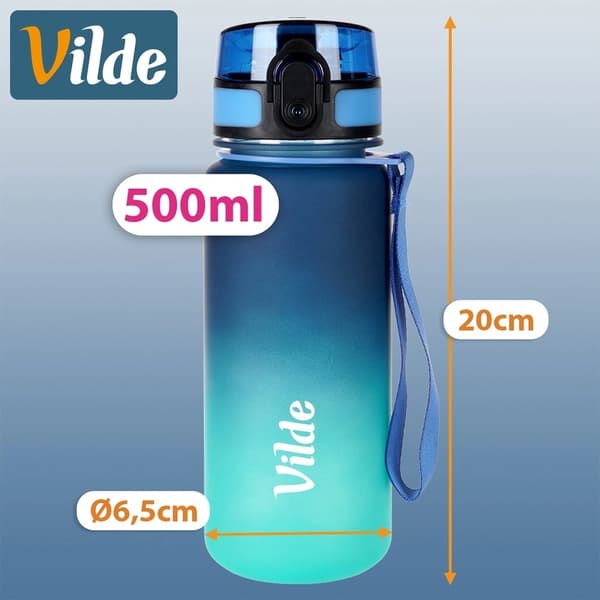 Blå 500ml vattenflaska med ombre-design