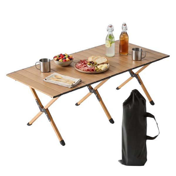 Højdejusterbart foldbart campingbord, stål, vejrbestandigt