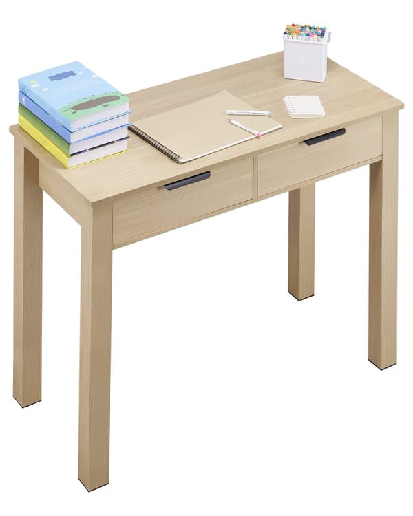 Barnskrivbord med 2 lådor, ljust trä MDF-studiebord