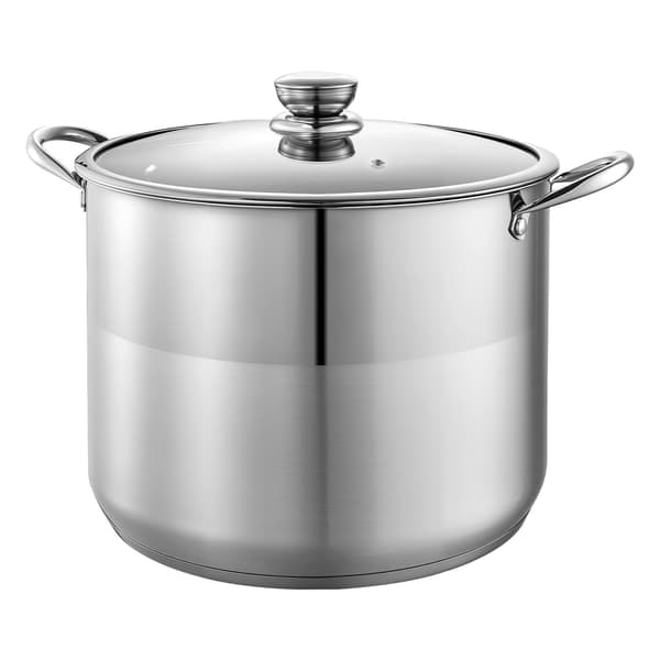 Rustfri stålgryde, 16 qt, glaslåg, induktion