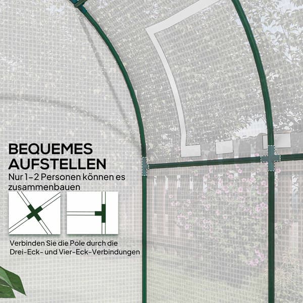 Bärbart växthus med stålram, plastöverdrag, 1,8x1,8m