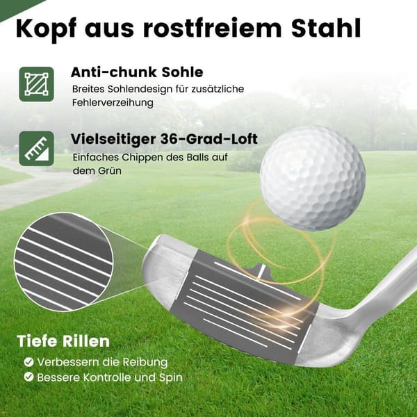 Golfflismaskin 89 cm – Rostfritt stålhuvud, halkfritt grepp