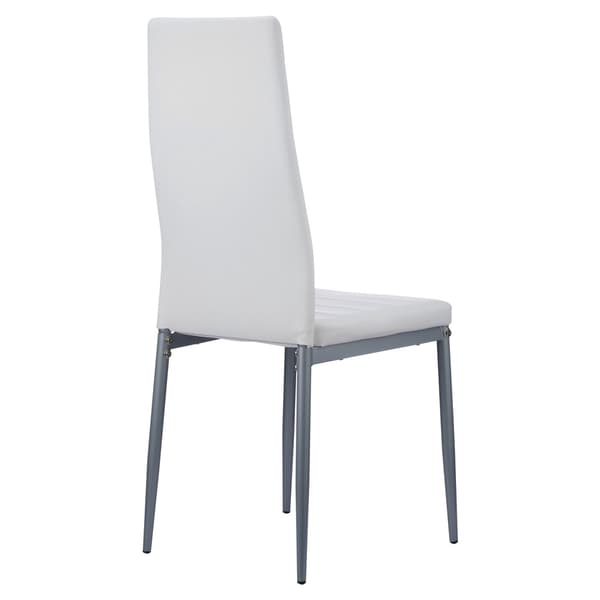 Matstolar, set om 6, vitt PVC-läder, metallben