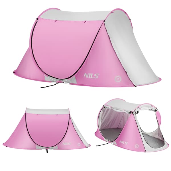 Pop Up strandtält, rosa, UV-skydd