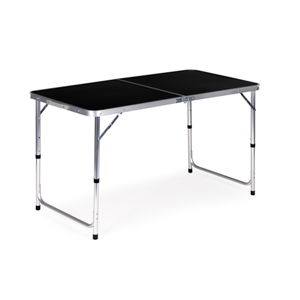 Turistbord foldbart campingbord sort plade 120 x 60 cm