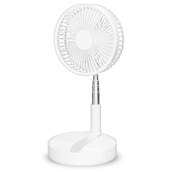 Bærbar genopladelig ventilator, 20 cm, 4 tilstande, hvid