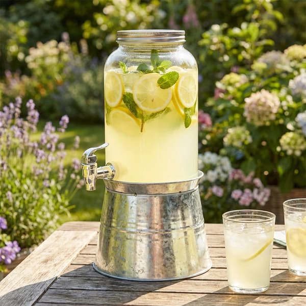 3,2L glas drikkevaredispenser med hane og stativ