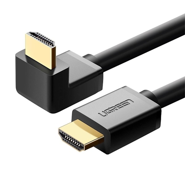 Ugrønt vinklet HDMI-kabel (90°), 4K, 2m - Sort