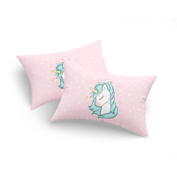 Tyynyliinasetti (2 kpl) Unicorn Dreams - vaaleanpunainen