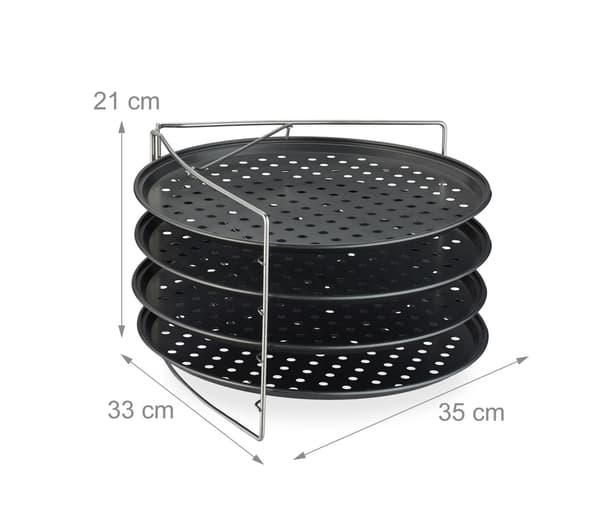 Pizzabageplader sæt med stativ – non-stick, perforeret