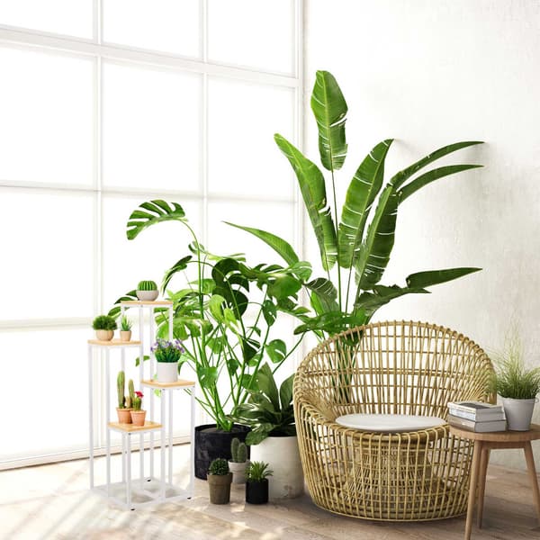 Blomstertrappe hvid i 4 plan