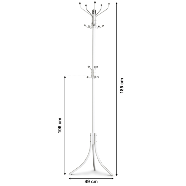 Fristående klädhängare med 16 krokar, vit
