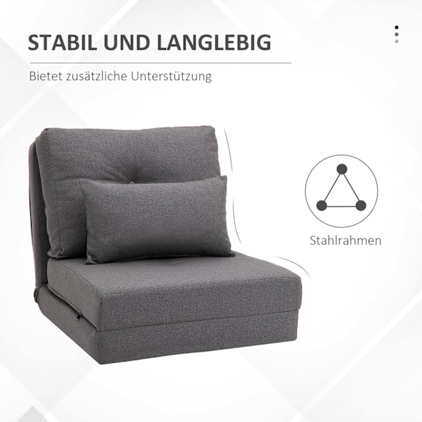 Gulvstol 2-I-1 Klapseng Med Justerbart Ryglæn, Gulvsofa Med Dekorative Hynder, Linned, Gulvsædehynde