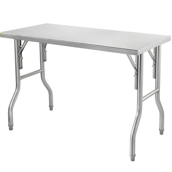 Hopfällbart förberedelsebord i rostfritt stål, 122 x 61 cm, 280 kg