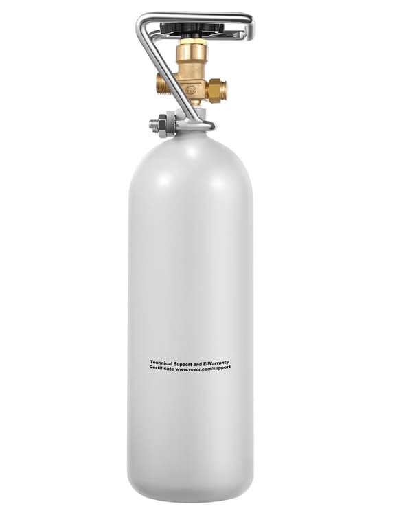 CO2-tank, 4,41 lb legerat stål, DIN477 ventilhandtag