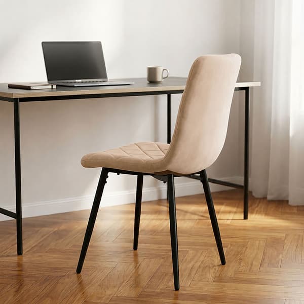 Matstolar i sammet, beige, 2-pack, klädda, modern design