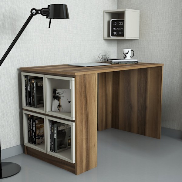 Study Desk Box - Valnød, Creme