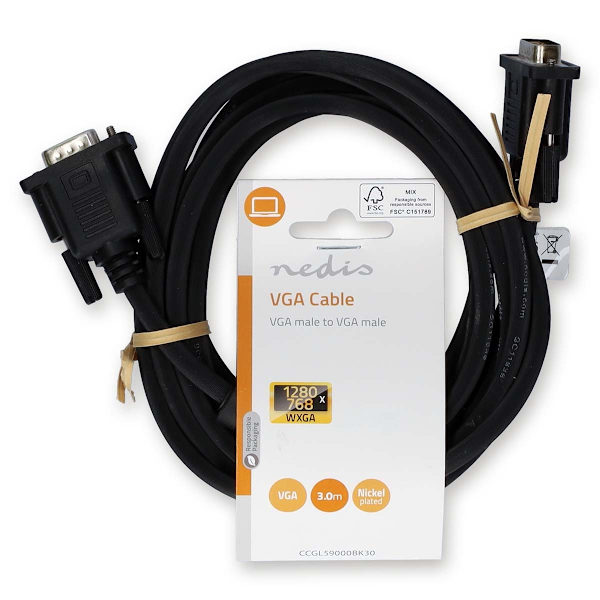 VGA-kabel | VGA Hane | VGA Hane | Nickelplaterad | Maximal upplösning: 1280x768 | 3.00 m | Rund | ABS | Svart | Label