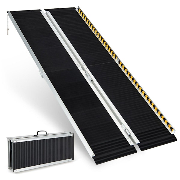 183 x 74 cm rullstolsramp Bärbar & halkskyddad hopfällbar ramp upp till 272 kg lastaluminium