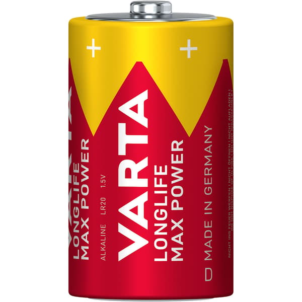D Batterier, Longlife Max Power, 2-pak