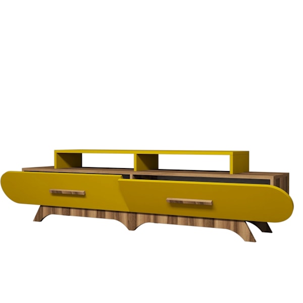 TV Stand Flora - Valnød, Gul