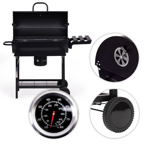 Kulgrill til haven med termometer og askeopsamler