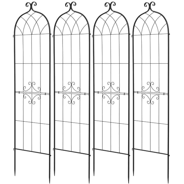 Trädgårdsspaljer, 4-pack stålrospaljer 180x52,5 cm