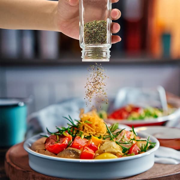 Sæt med 24 krydderikrukker – glas, sorte låg, 120 ml pr. stk.