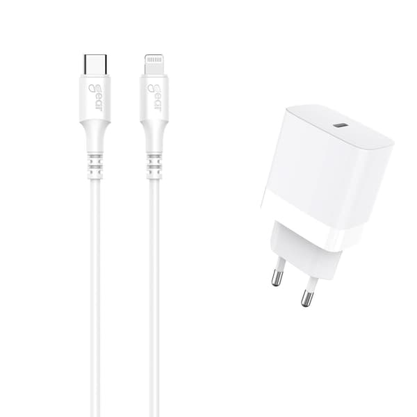 GEAR Oplader 220V 1xUSB-C PD 20W Kabel Lightning til USB-C MFI C94