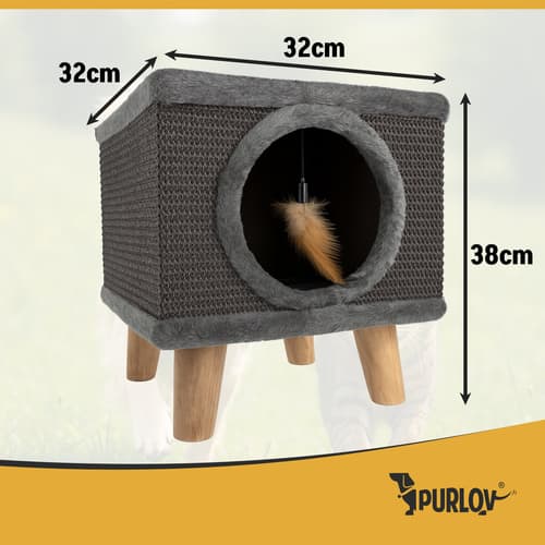 Kradsetræ til katte med seng, sisal, staldben