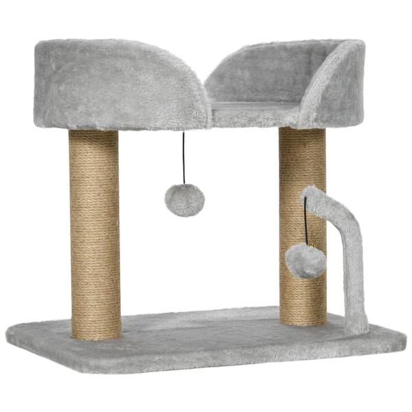 Kradsetræ til katte 42 cm, jute kradsetræ, platform, grå