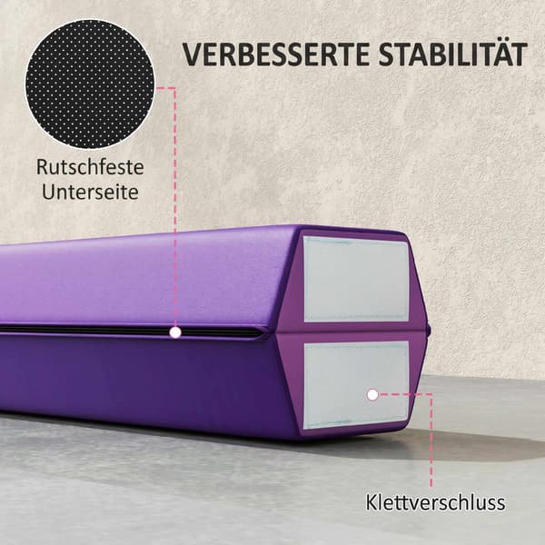 Hopfällbar balansbom, 236 cm, halkfri, violett/rosa