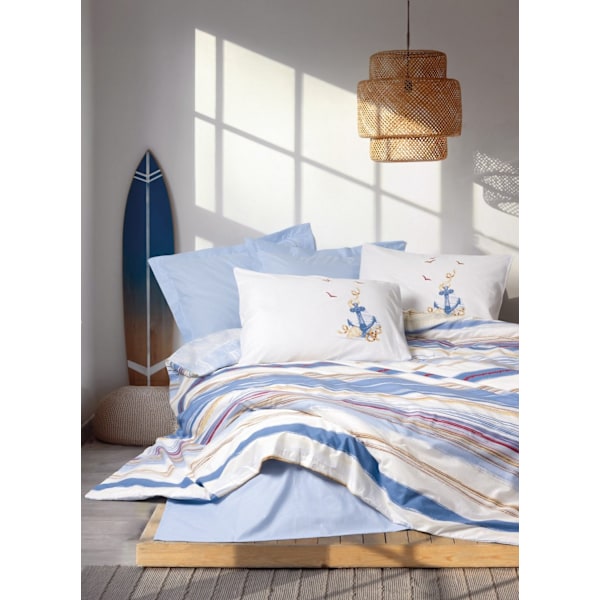 Ranforce Single Quilt Cover Set Moreno - Blå