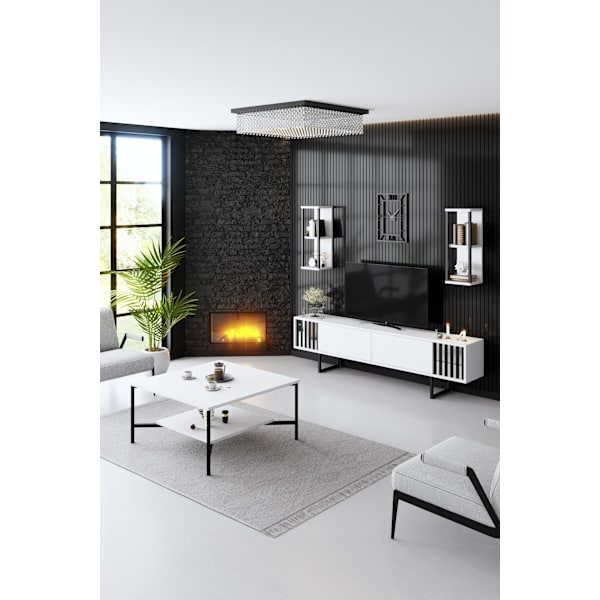 Sofabord Black Line - Hvid, Sort