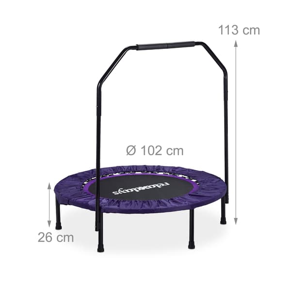 Mini-trampolin med säkerhetsstång, 102 cm diameter