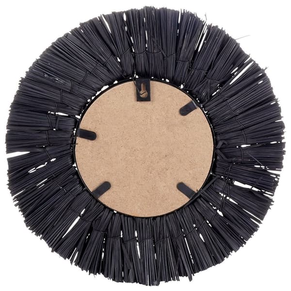 Elegant vægspejl med Raffia-ramme - 32 cm Diameter